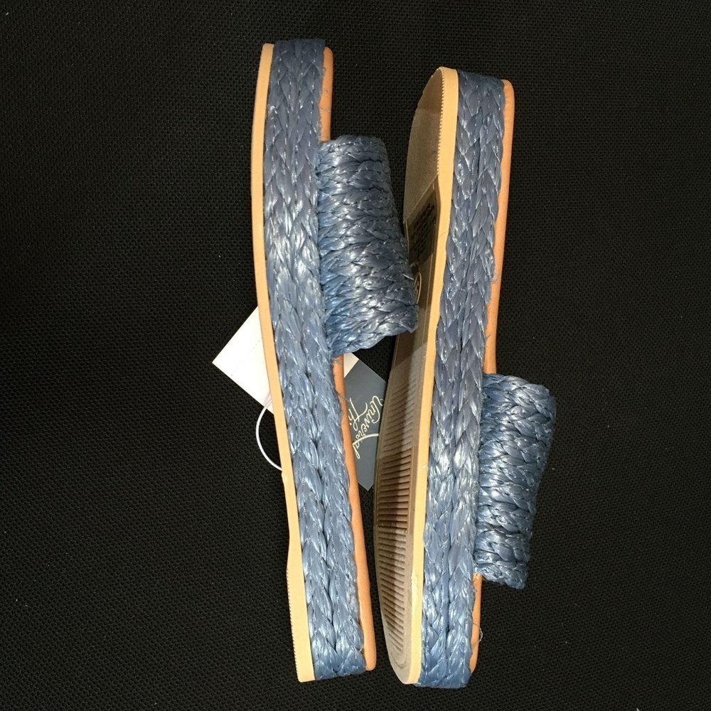 NWB - Universal Threads Mardi Raffia Platform Slide Sandals - Blue - Size 5 - Picture 2 of 7